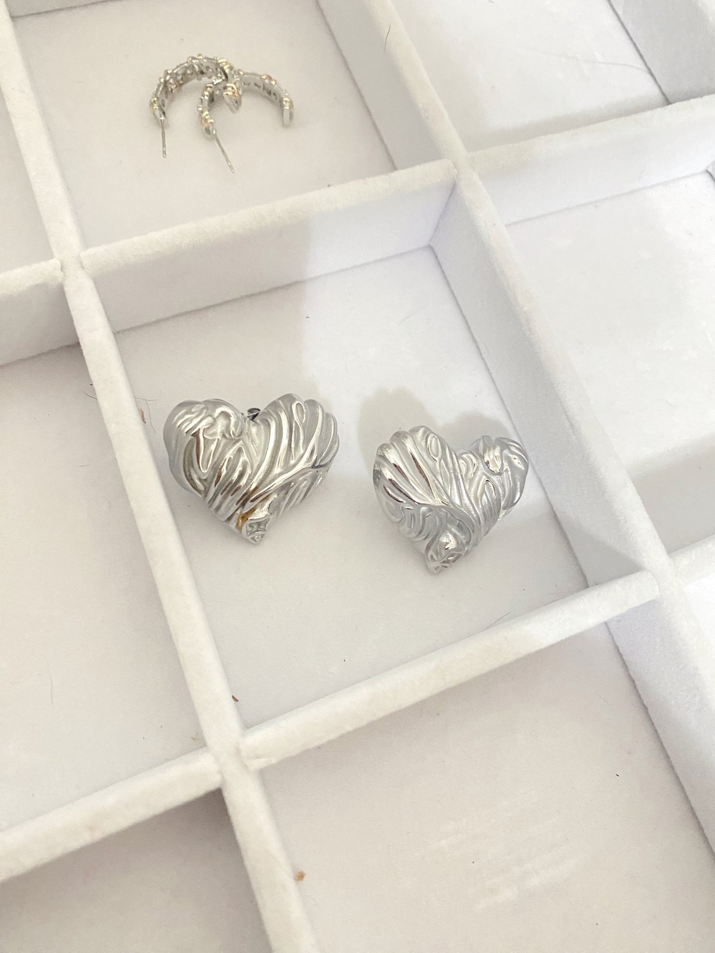 Silver Statement Heart Studs