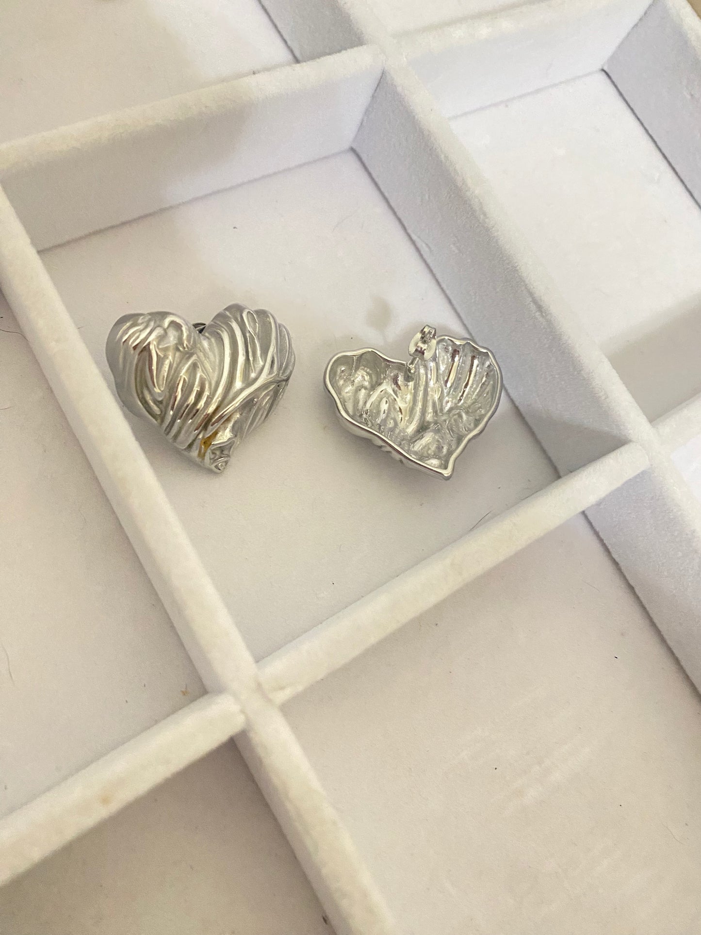 Silver Statement Heart Studs