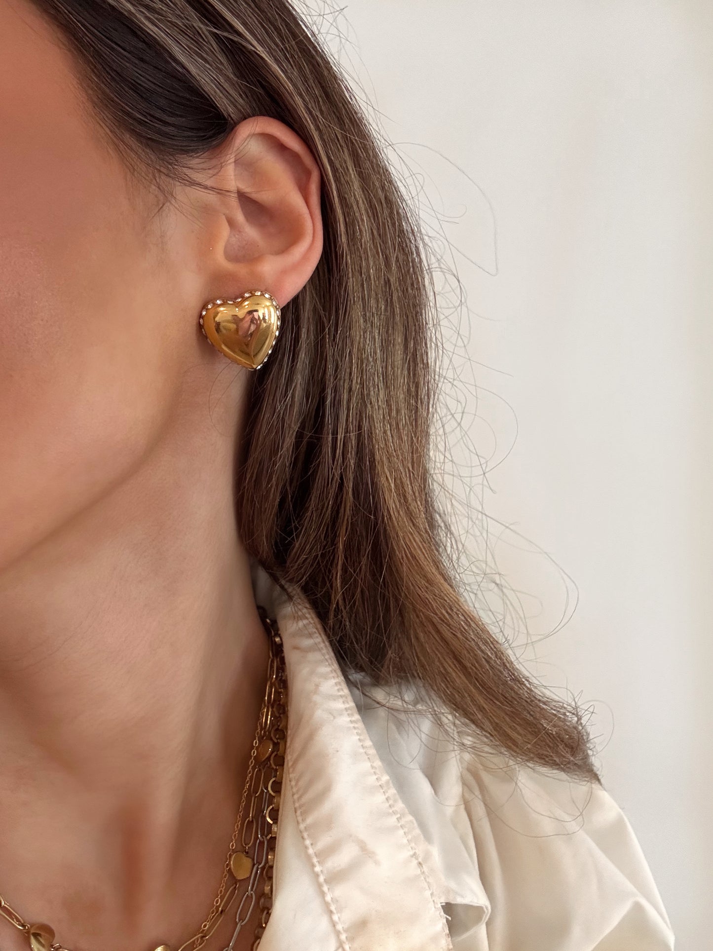 Heart CZ Stud Earrings