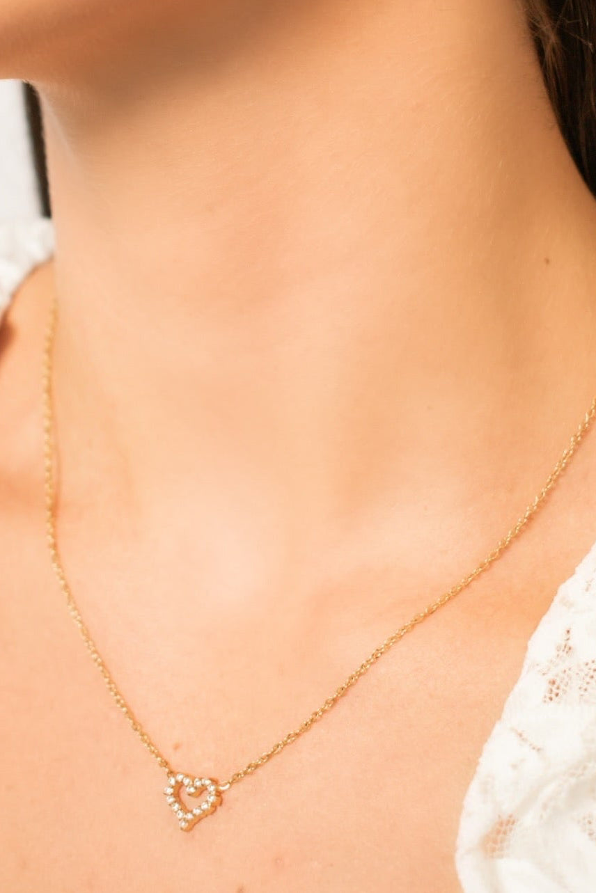 Mini Pave’ Heart Necklace