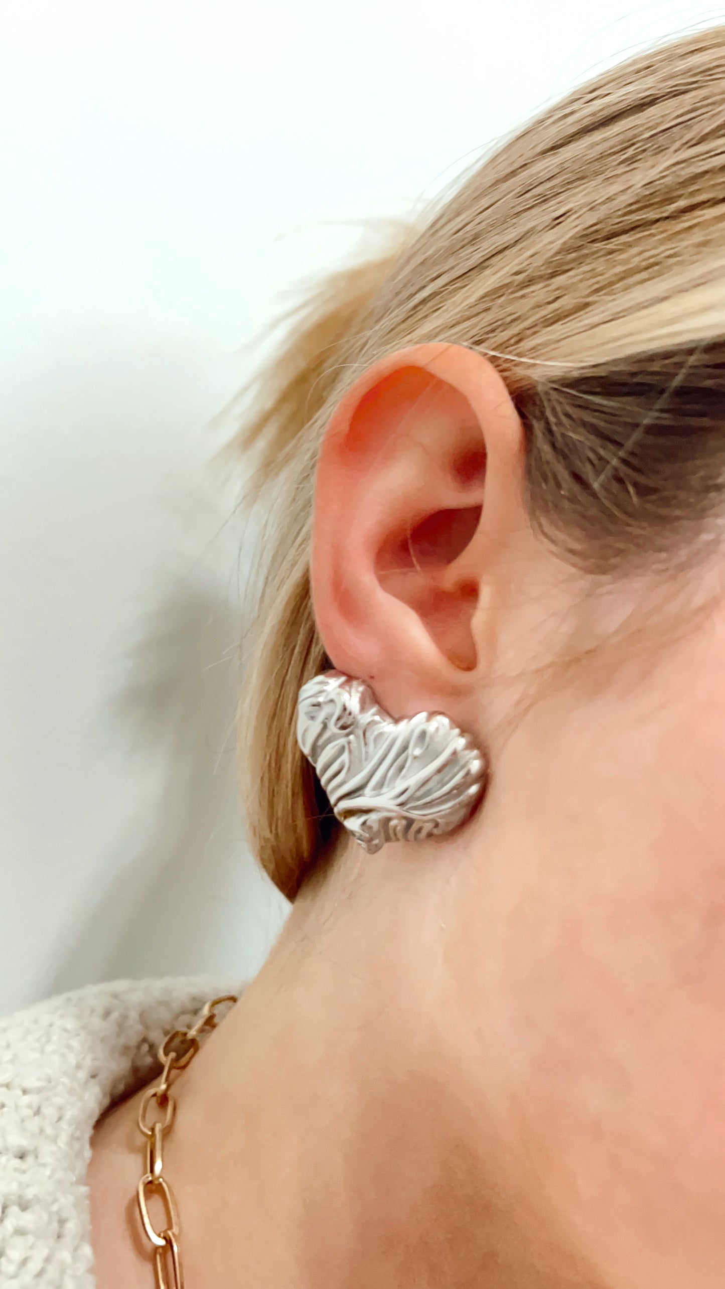 Silver Statement Heart Studs
