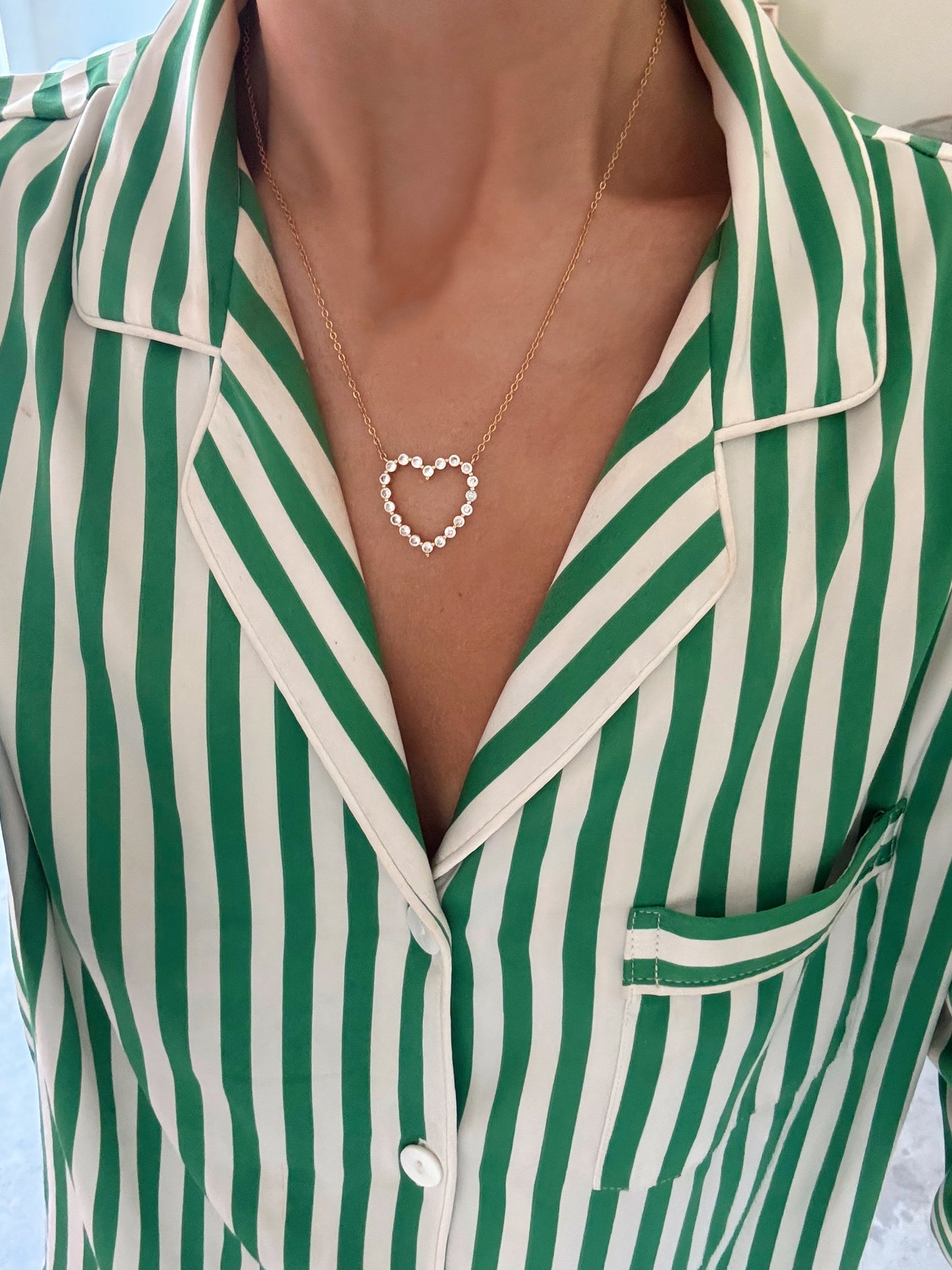 Pave' Hollow Heart Necklace