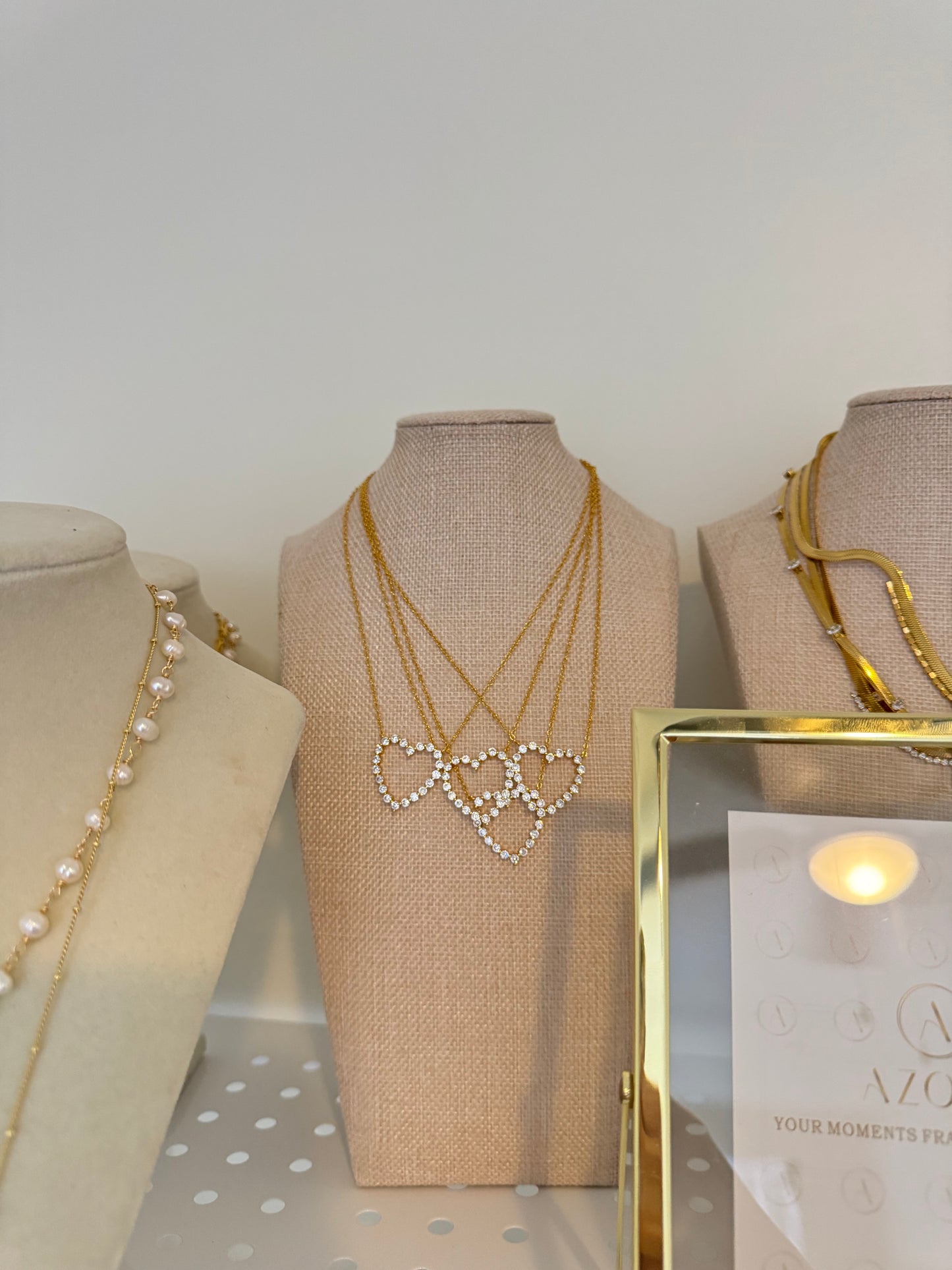 Pave' Hollow Heart Necklace