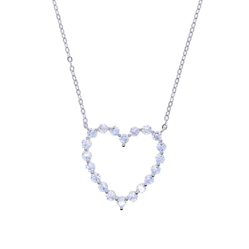 Pave' Hollow Heart Necklace
