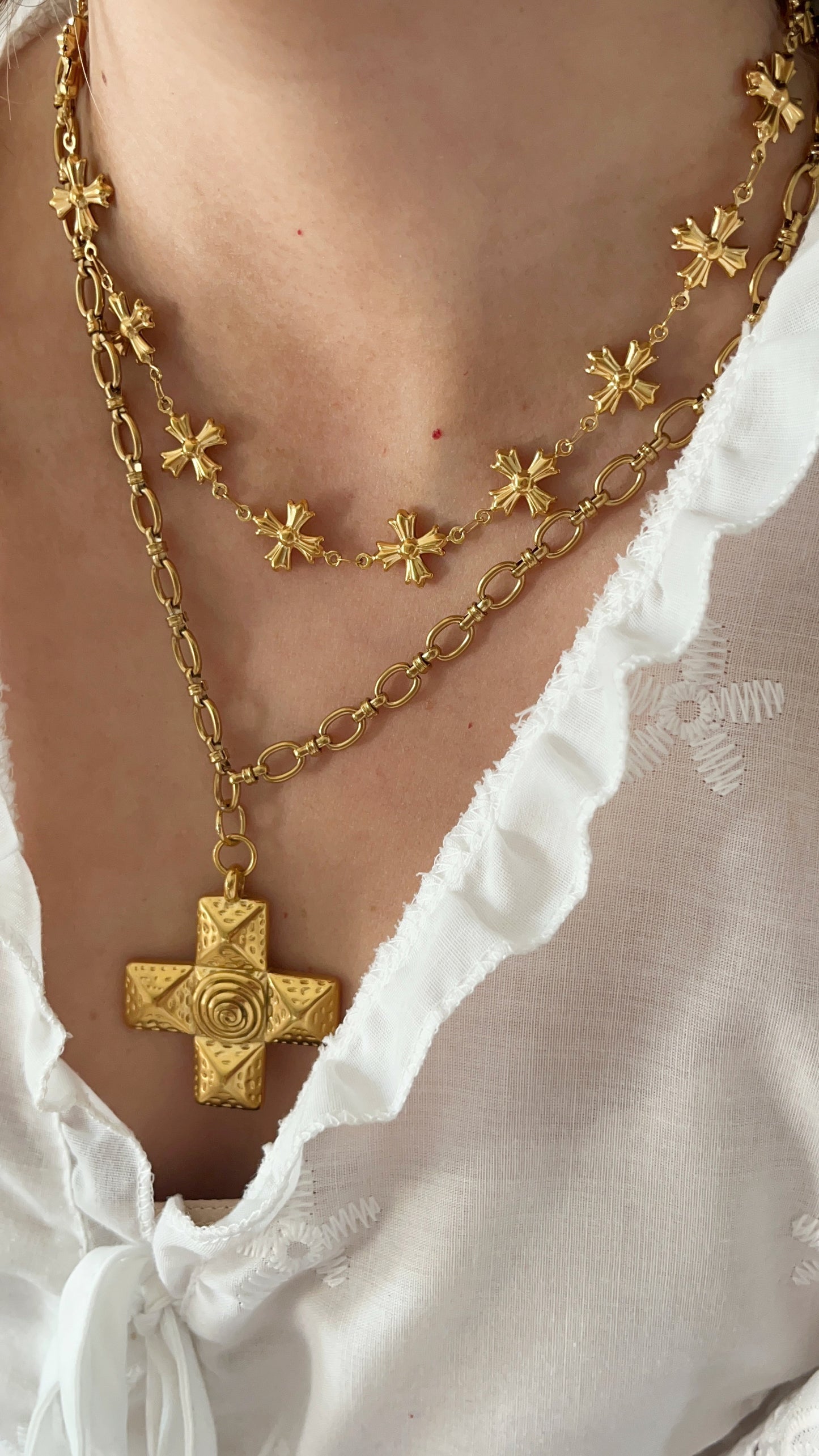 Hammered Cross Necklace