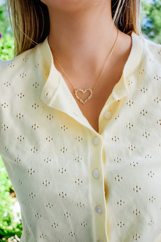 Multi-Cut Pave' Heart Necklace