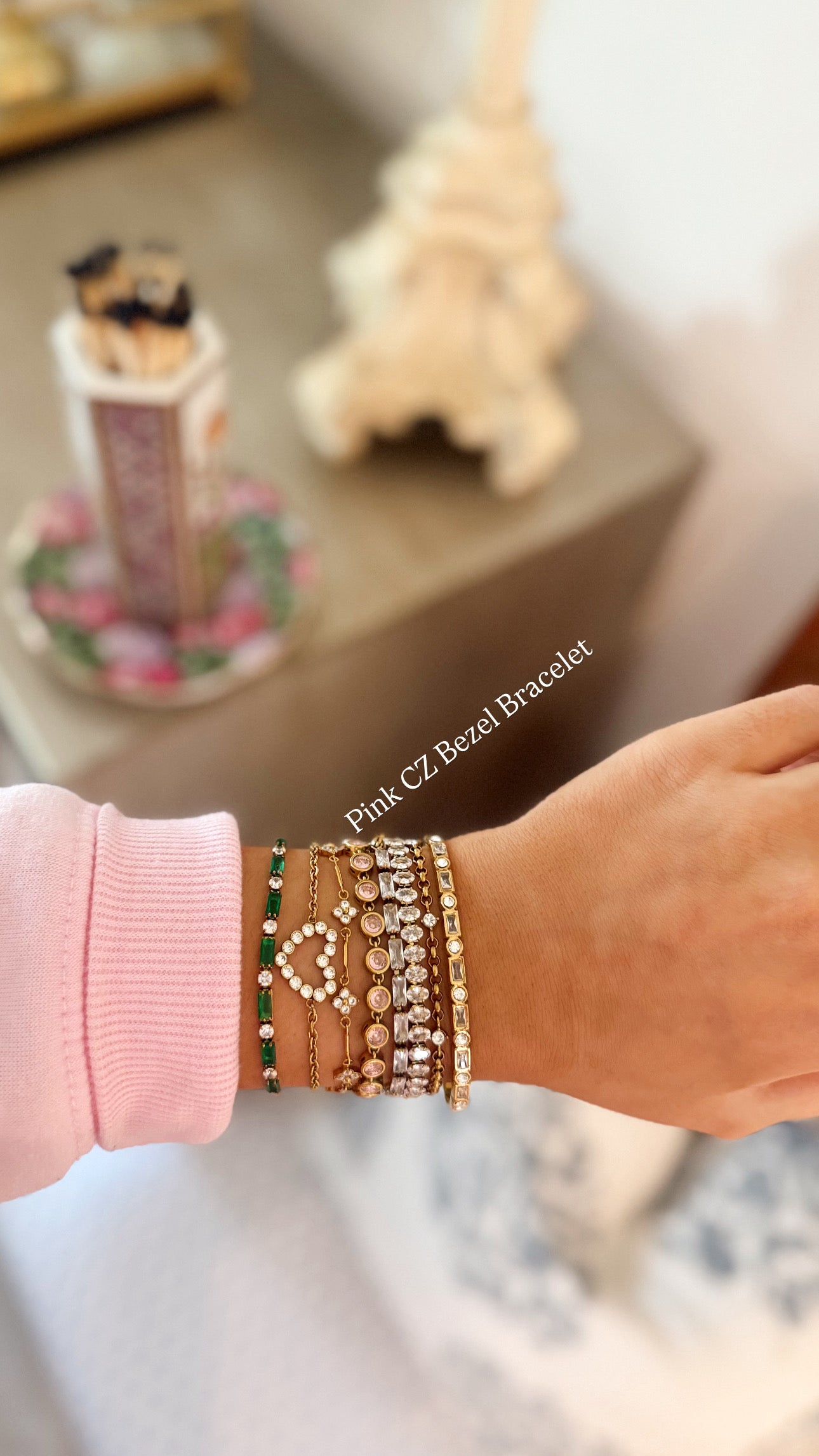 Pink CZ Bezel Bracelet