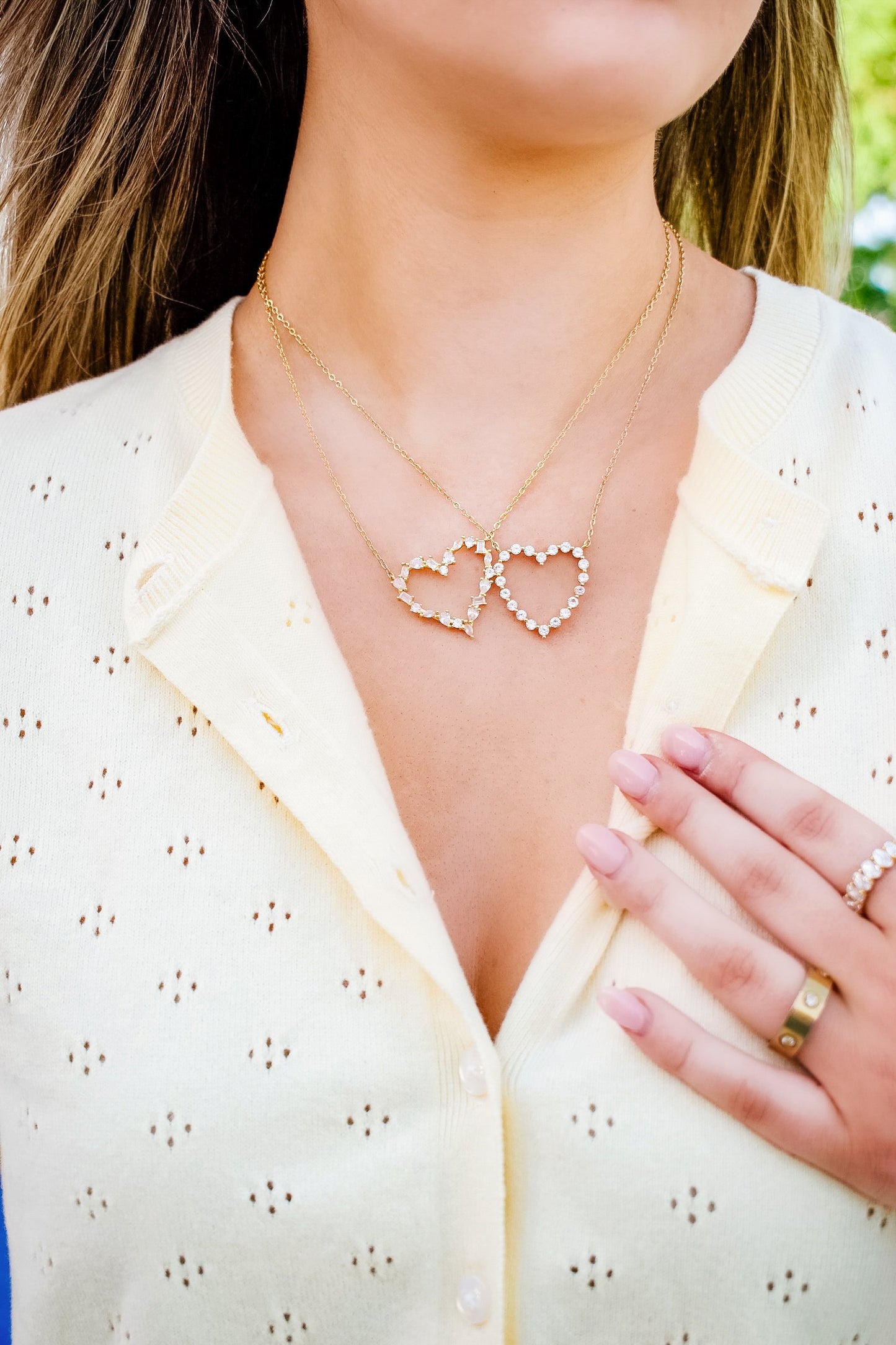 Multi-Cut Pave' Heart Necklace