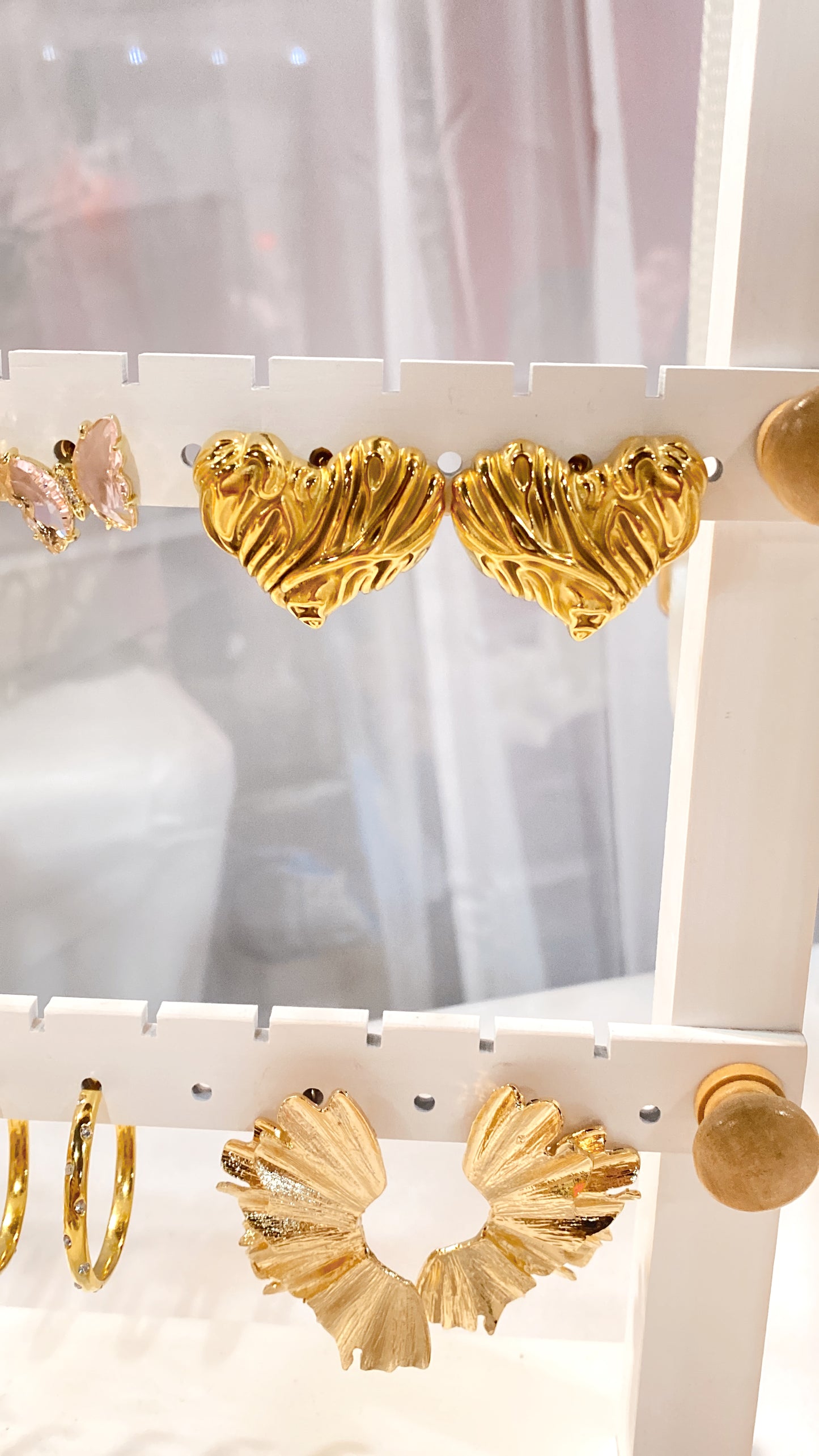 Gold Statement Heart Studs