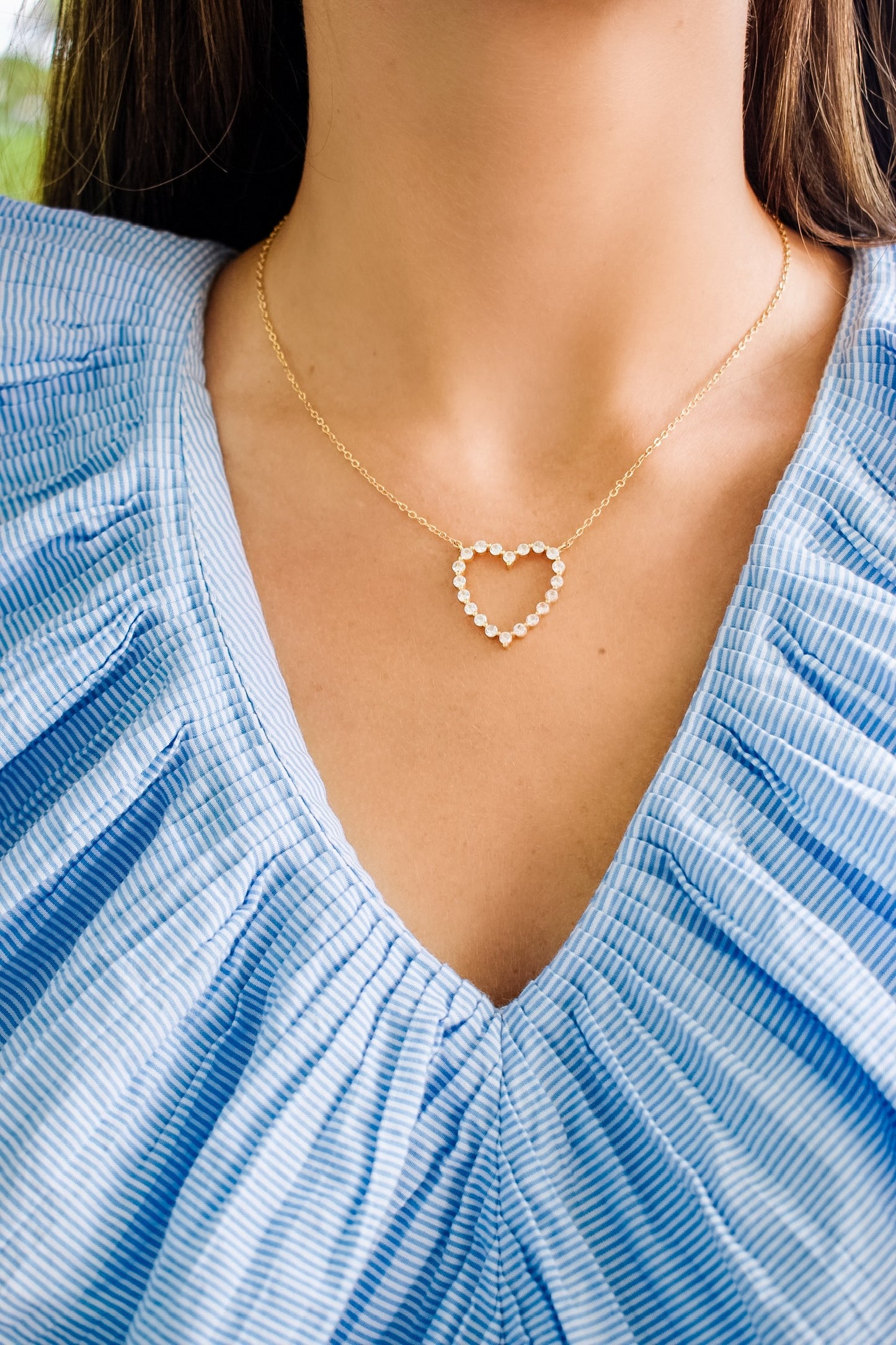 Pave' Hollow Heart Necklace
