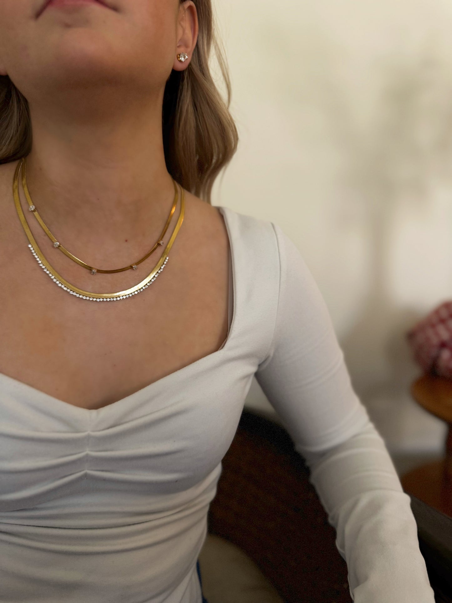 Eve CZ Herringbone Necklace