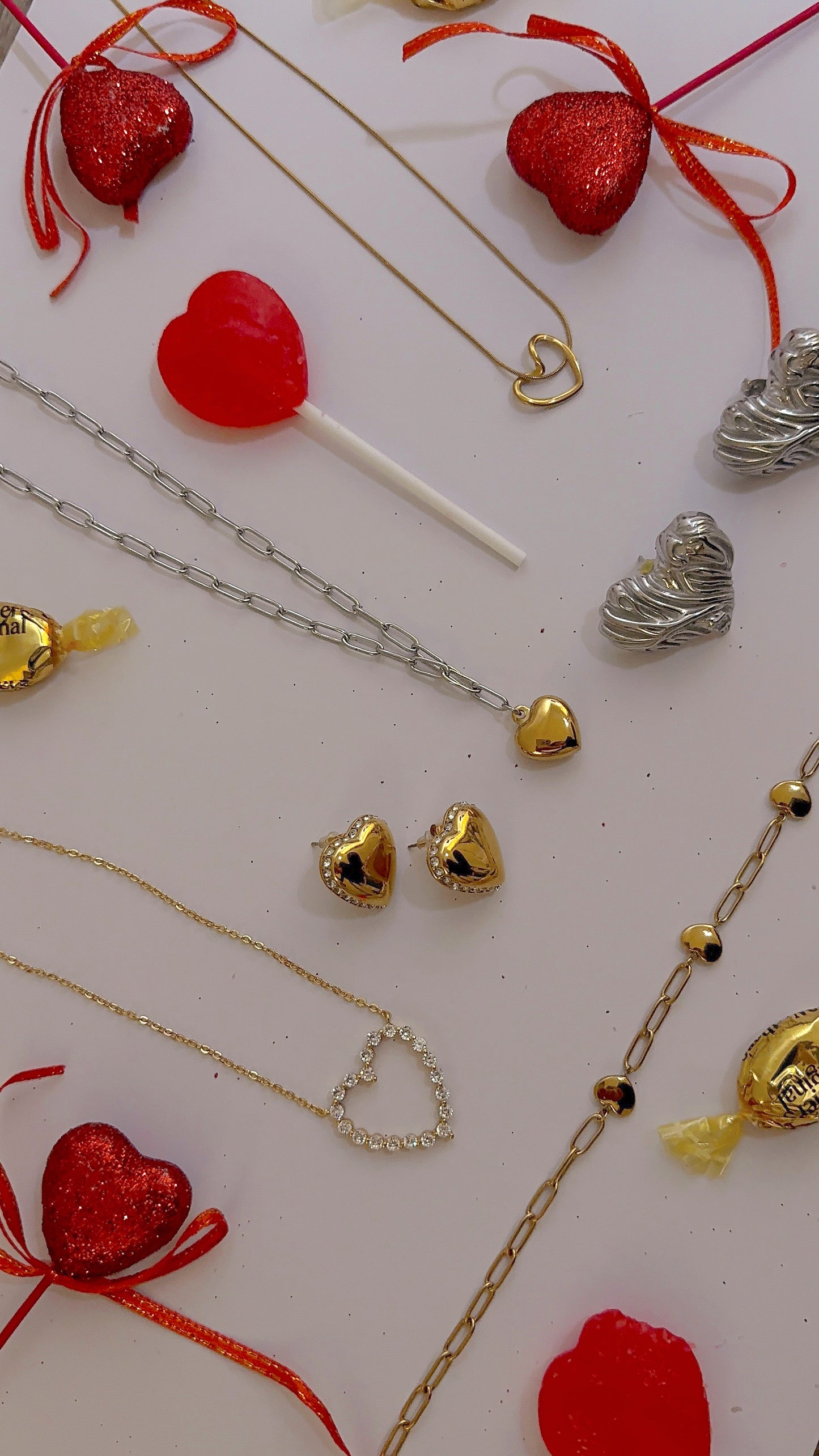 Pave' Hollow Heart Necklace