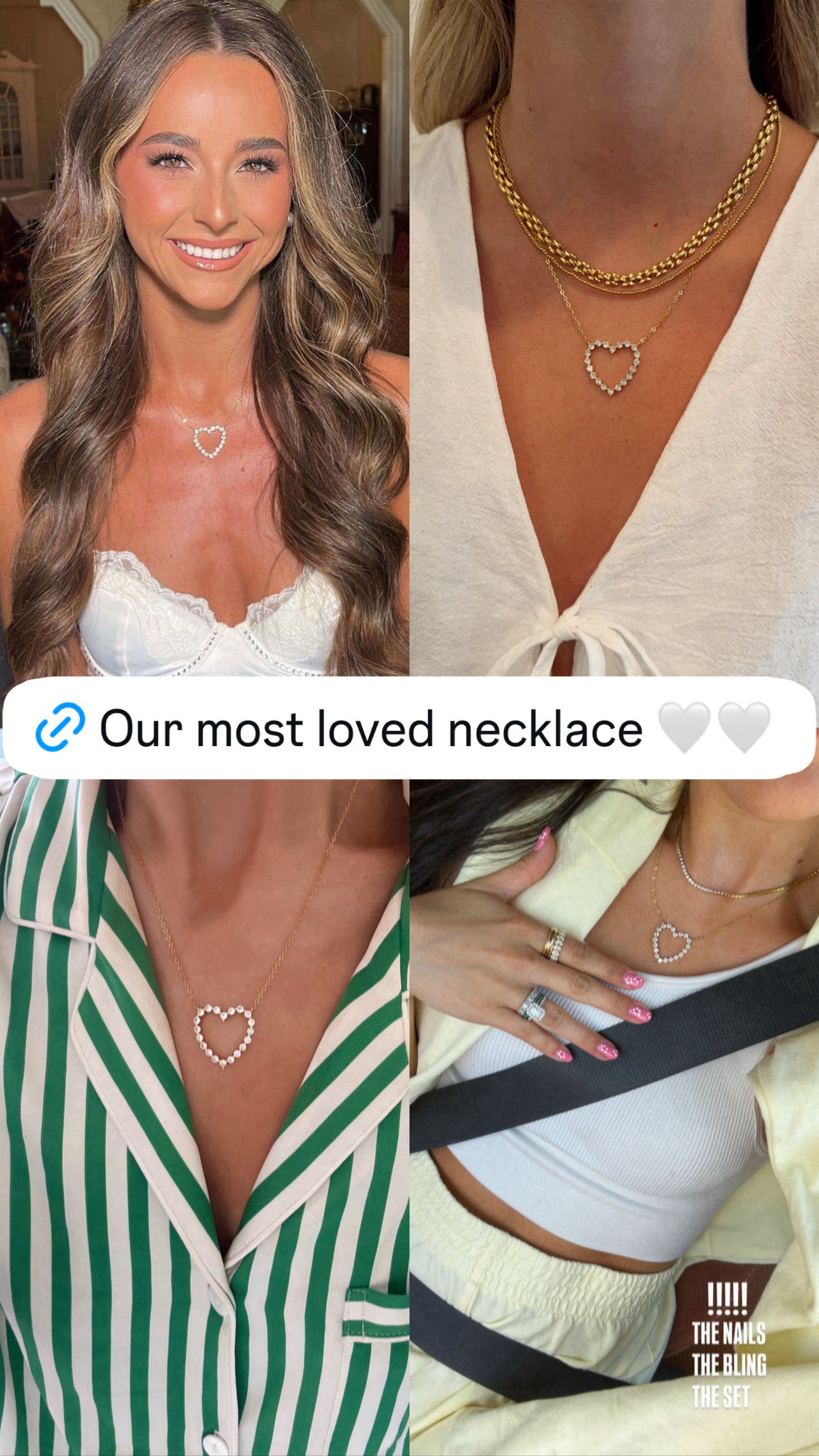 Pave' Hollow Heart Necklace