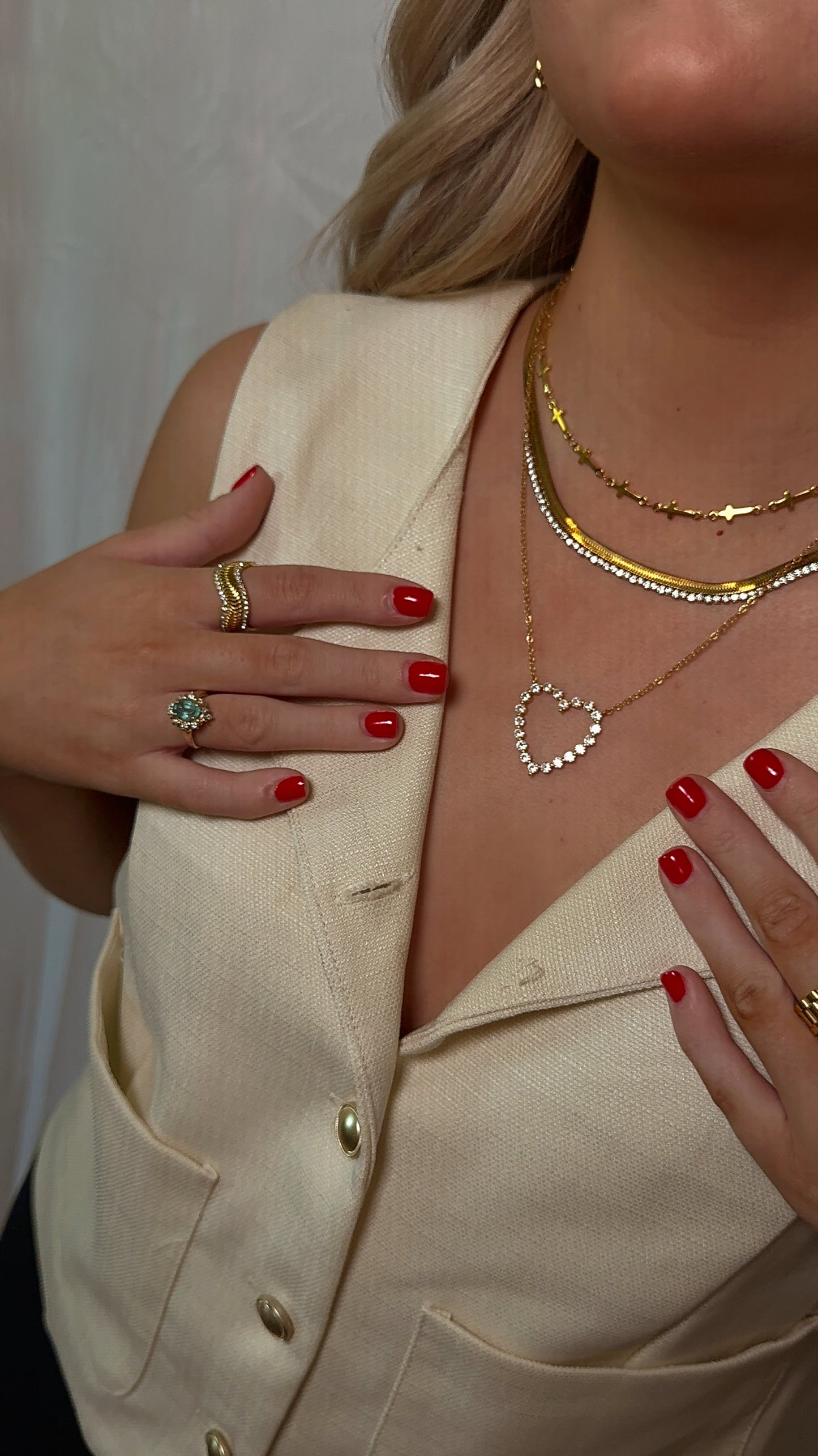Pave' Hollow Heart Necklace