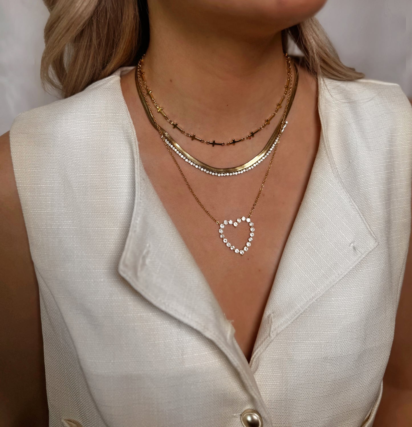 Pave' Hollow Heart Necklace