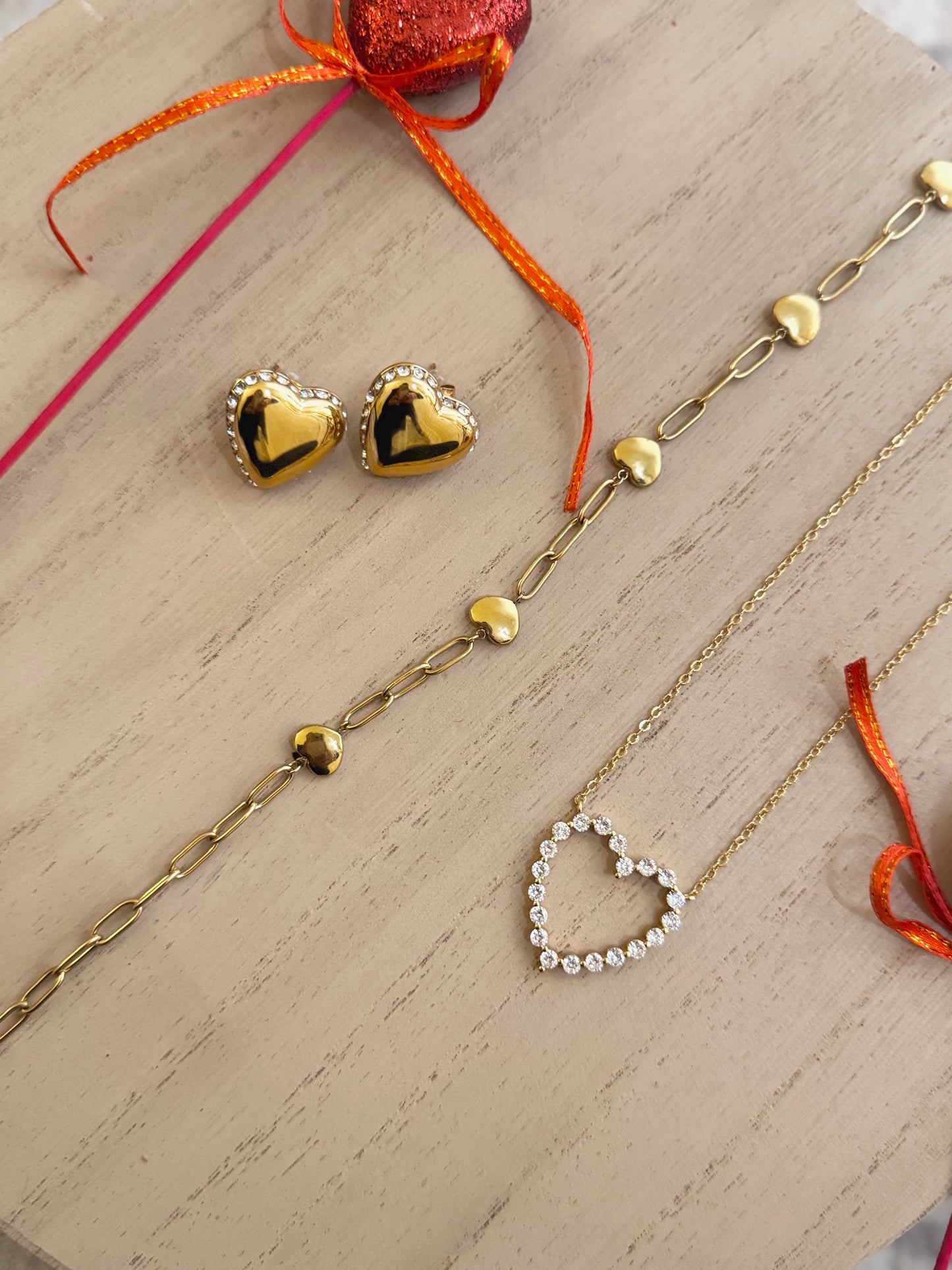 Pave' Hollow Heart Necklace