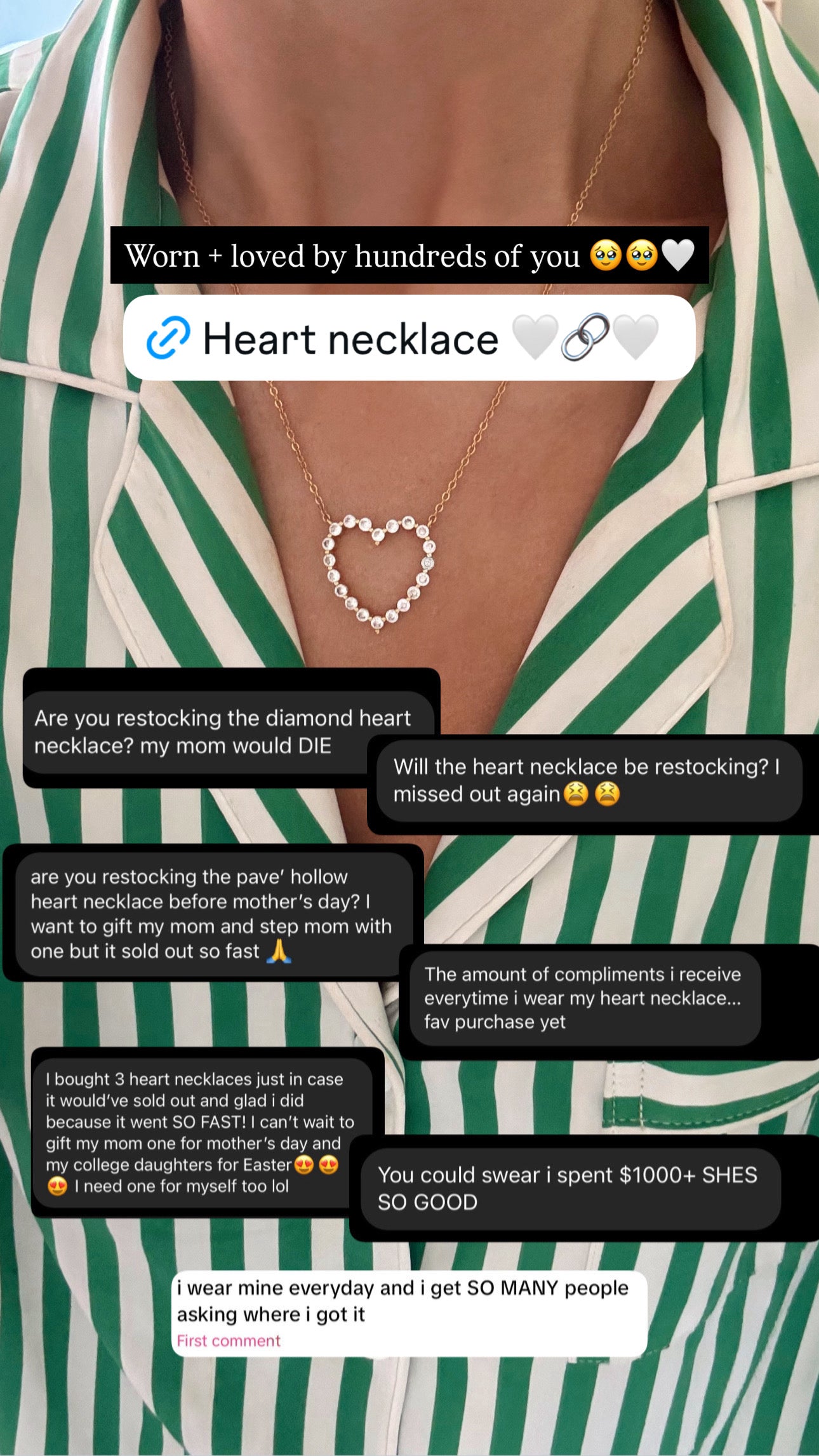 Pave' Hollow Heart Necklace