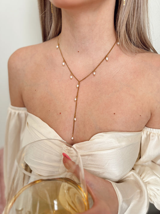 Lorelei Pearl Y Lariat Necklace