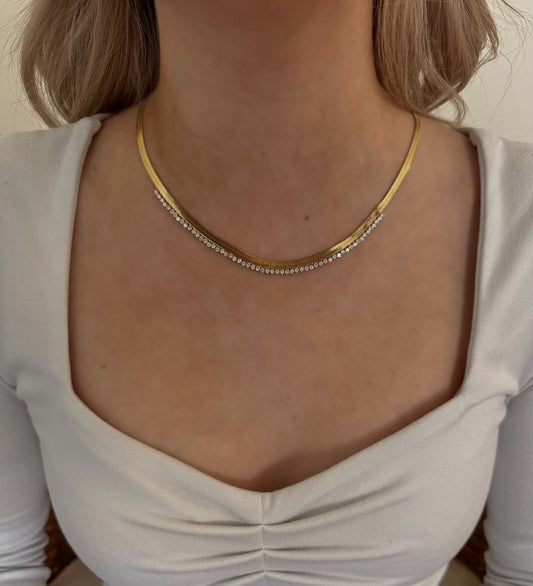 Eve CZ Herringbone Necklace