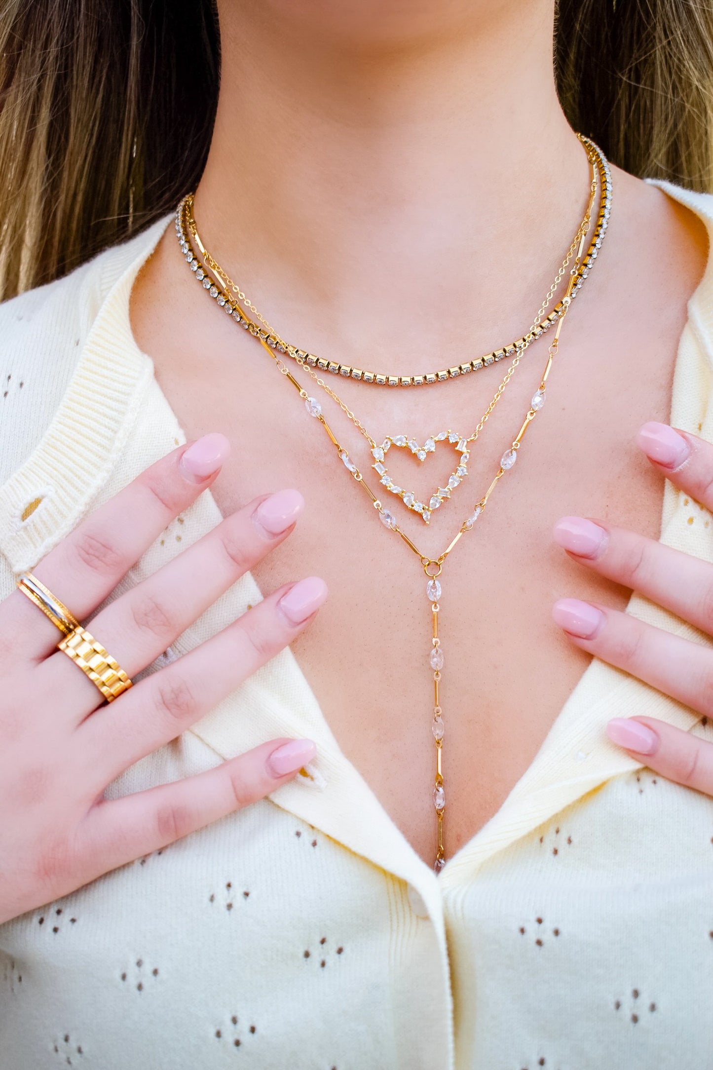 Multi-Cut Pave' Heart Necklace