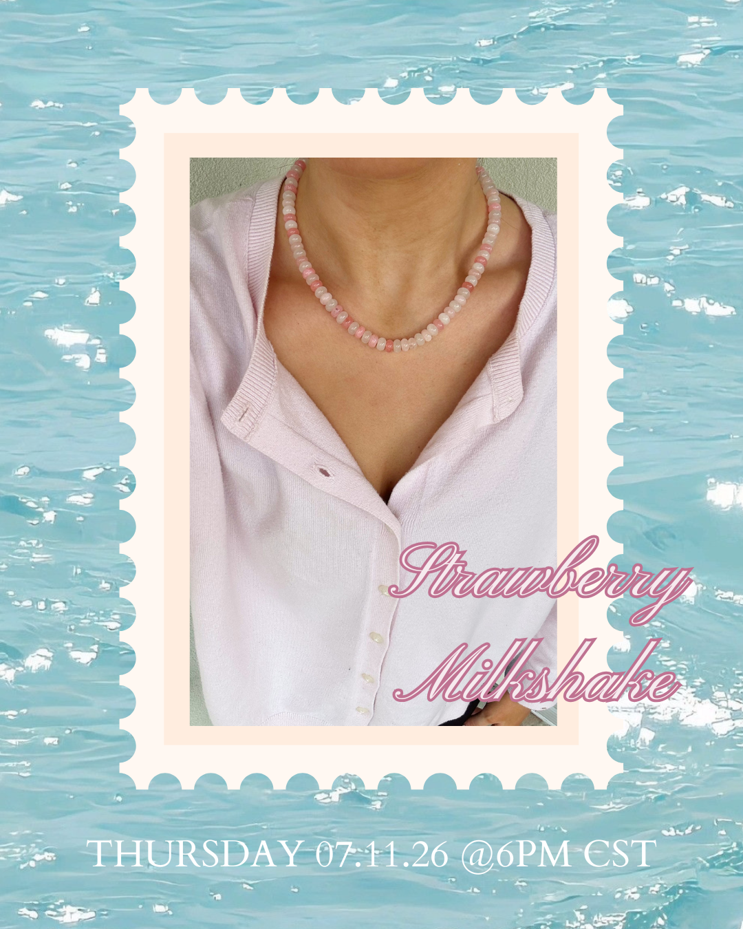 Strawberry Milkshake Beaded Necklace