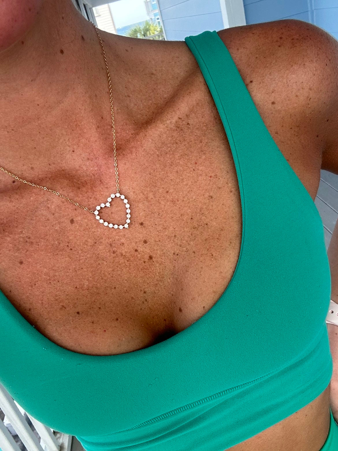 Pave' Hollow Heart Necklace