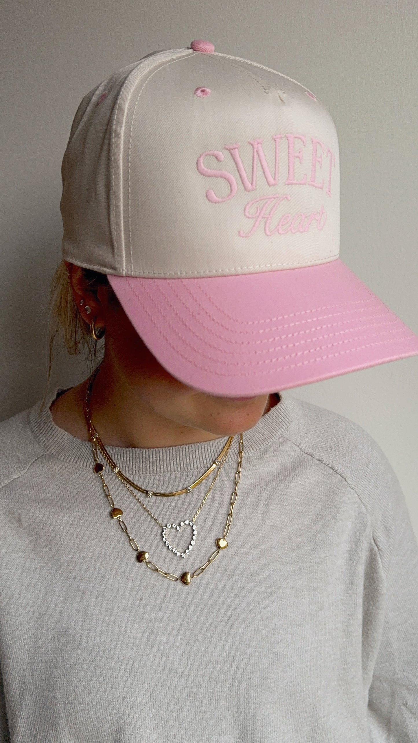 Pave' Hollow Heart Necklace