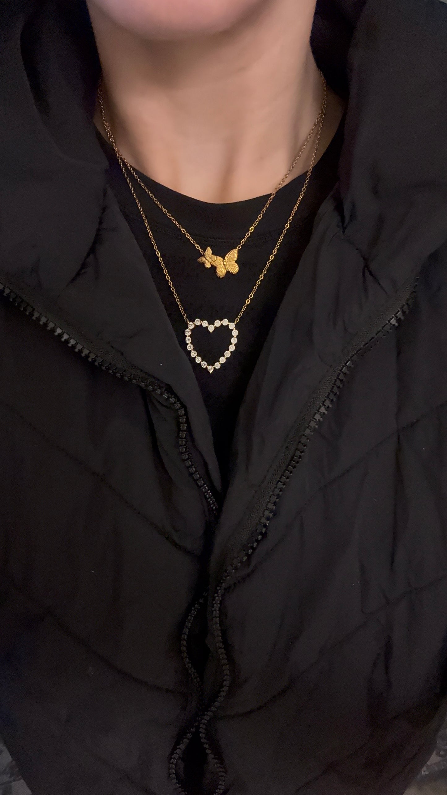 Pave' Hollow Heart Necklace