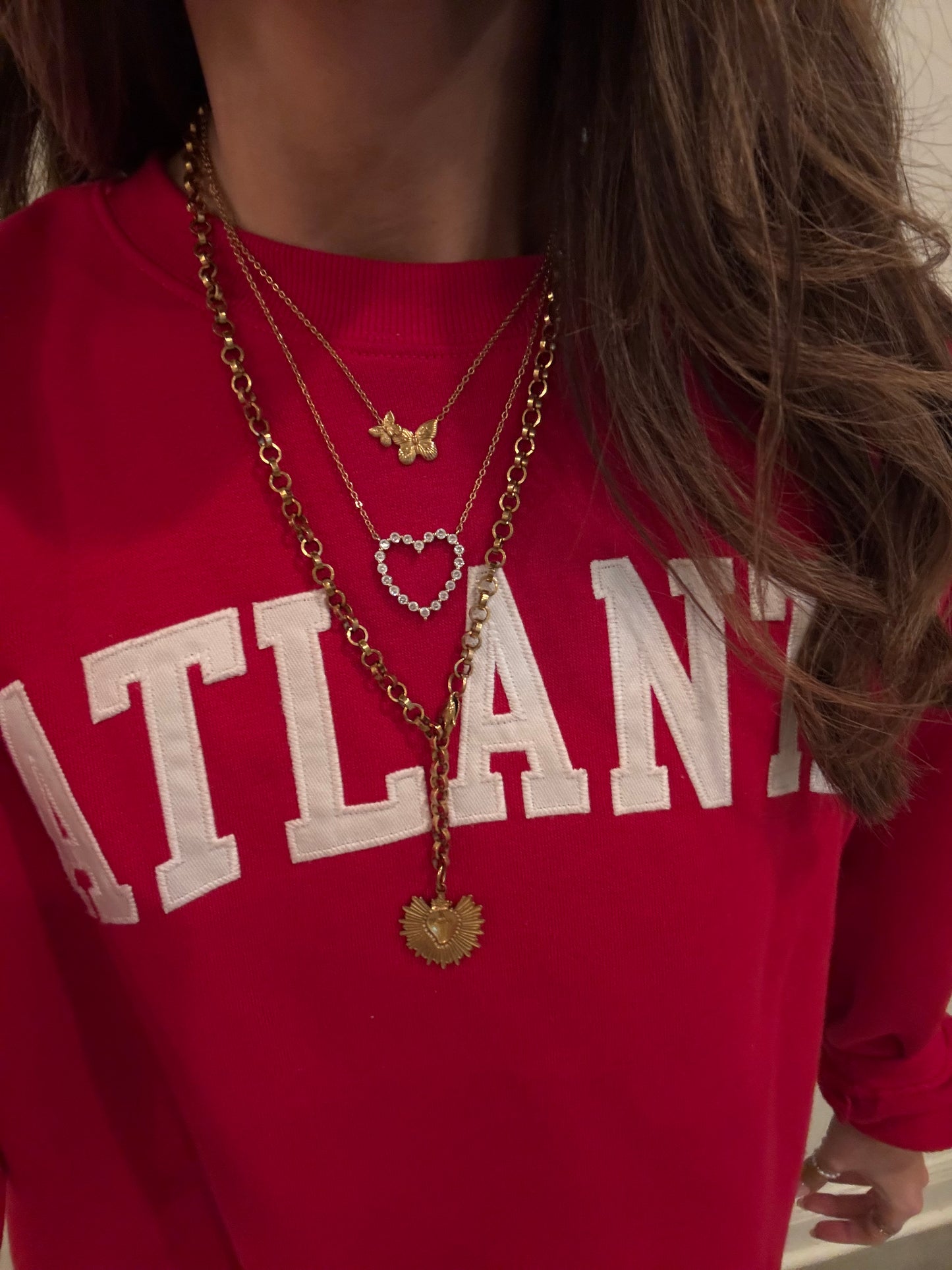 Pave' Hollow Heart Necklace