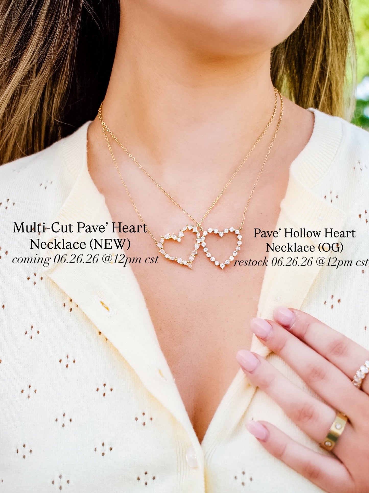 Multi-Cut Pave' Heart Necklace