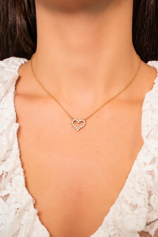 Mini Pave’ Heart Necklace