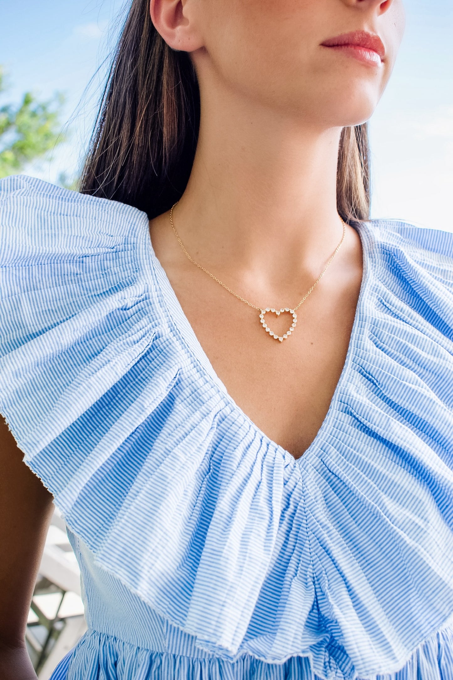 Pave' Hollow Heart Necklace
