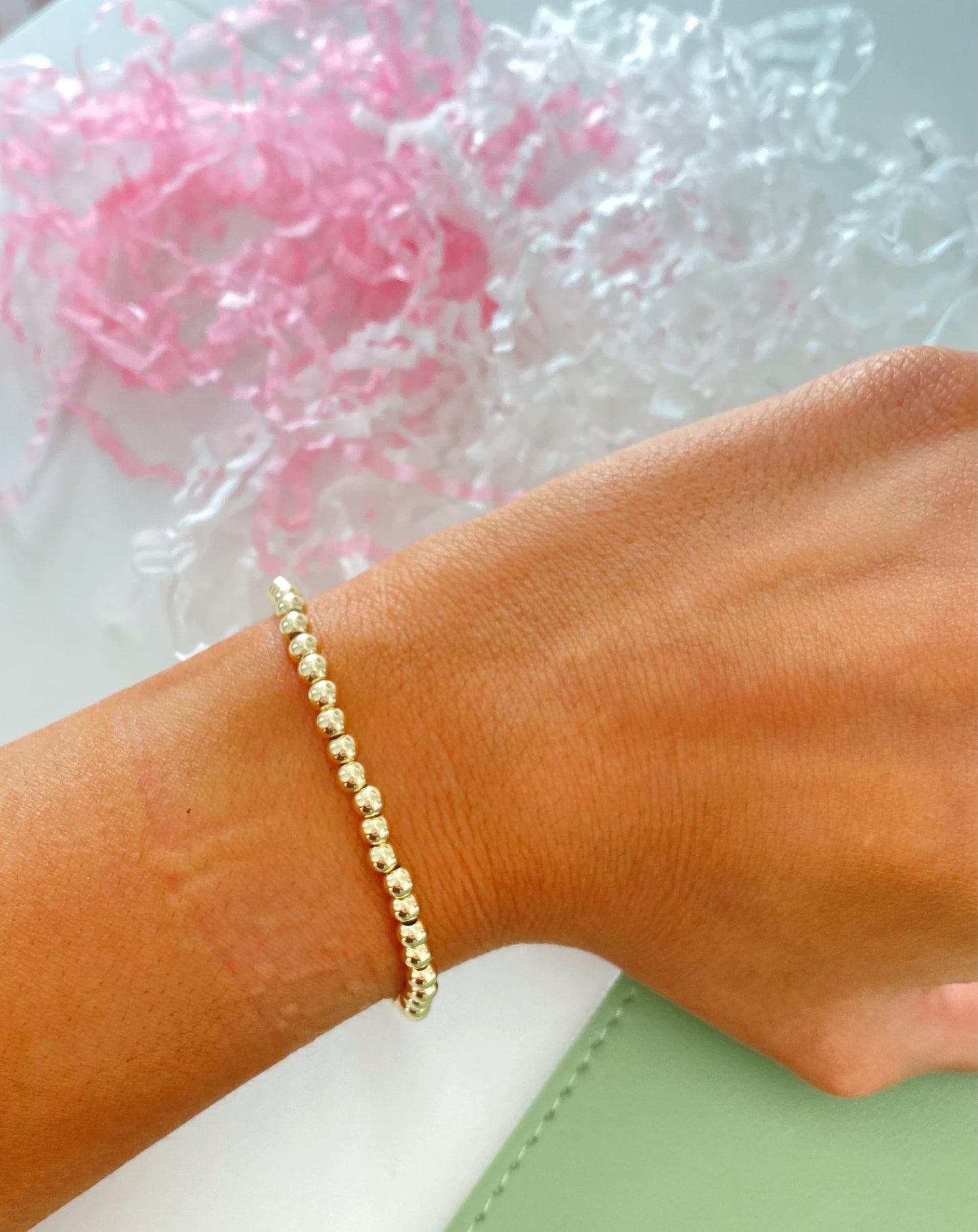 3MM Gold Beaded Bracelet