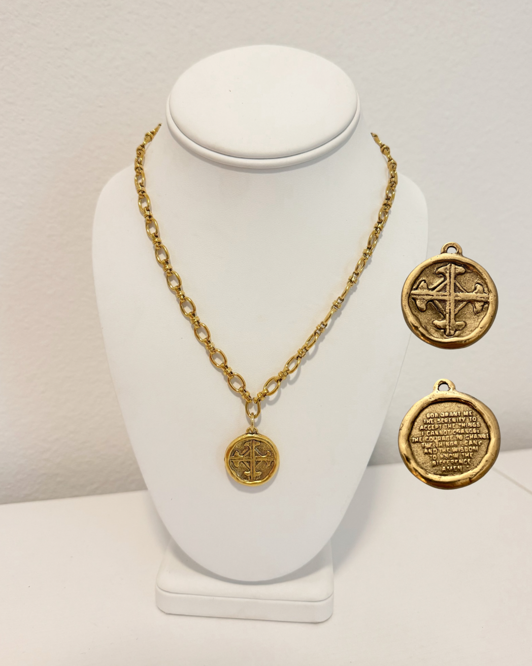 Serenity Prayer / Cross Necklace