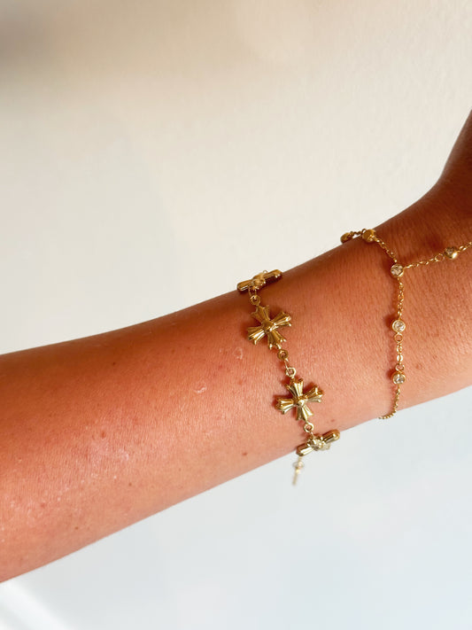 Hammered Cross Bracelet