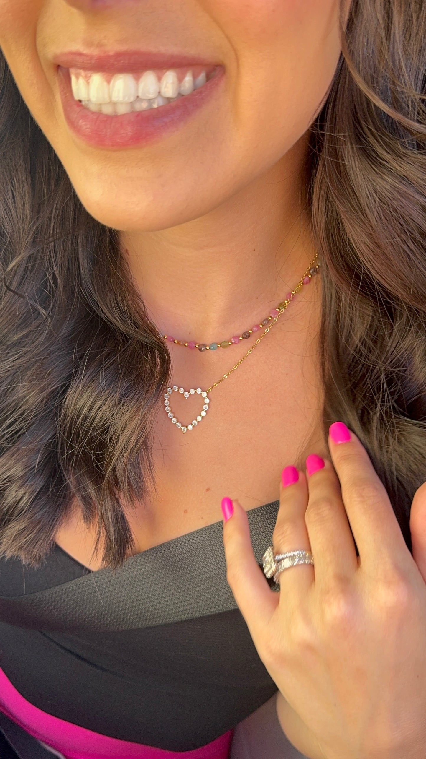 Pave' Hollow Heart Necklace