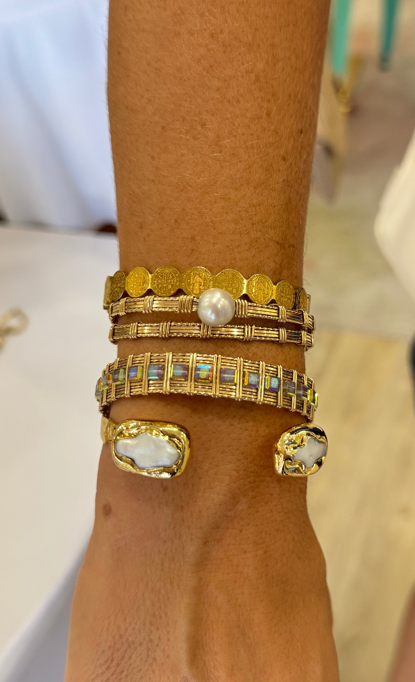 Frances Freshwater Pearl Cross Bangle