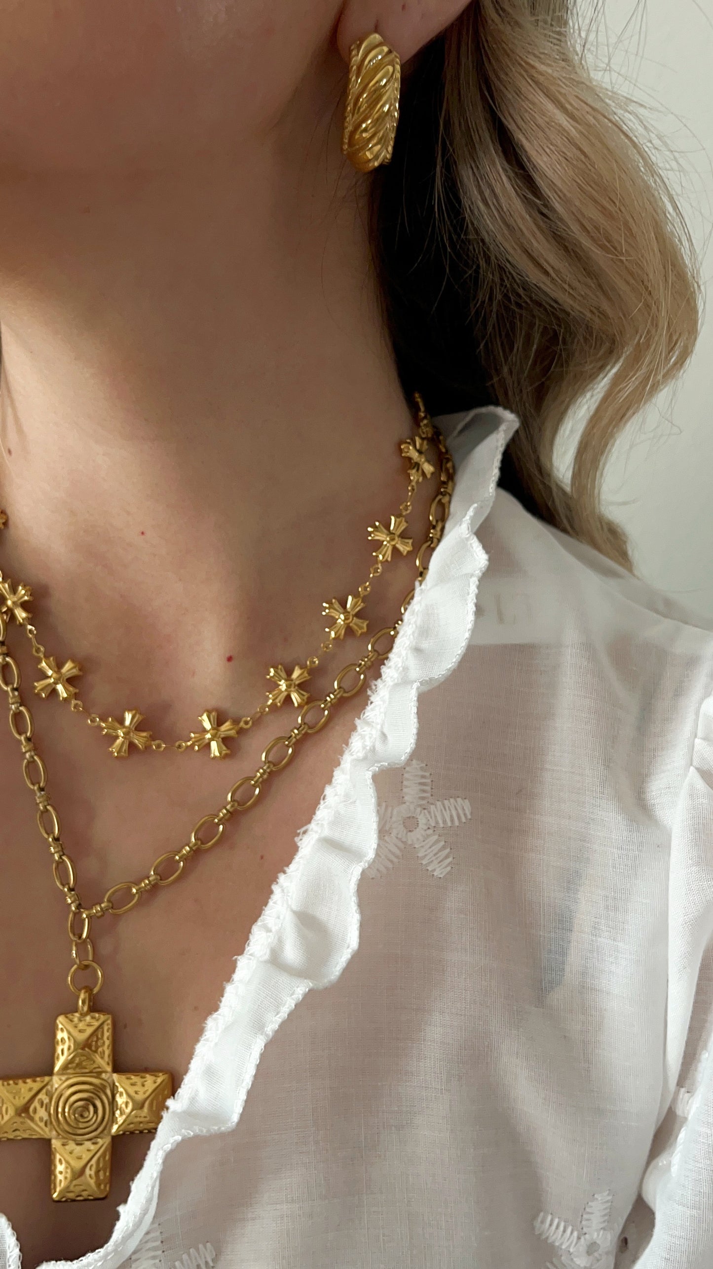 Vintage Hammered Cross Necklace