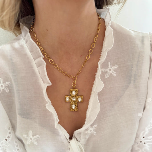 Vintage CZ Cross Necklace