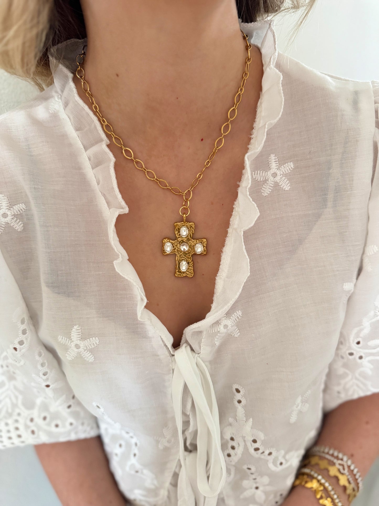 Vintage CZ Cross Necklace