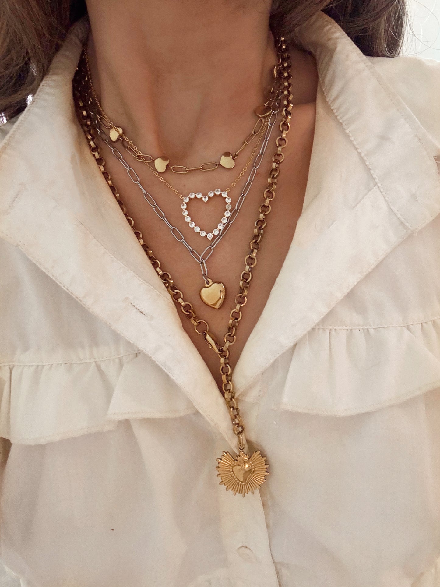 Pave' Hollow Heart Necklace