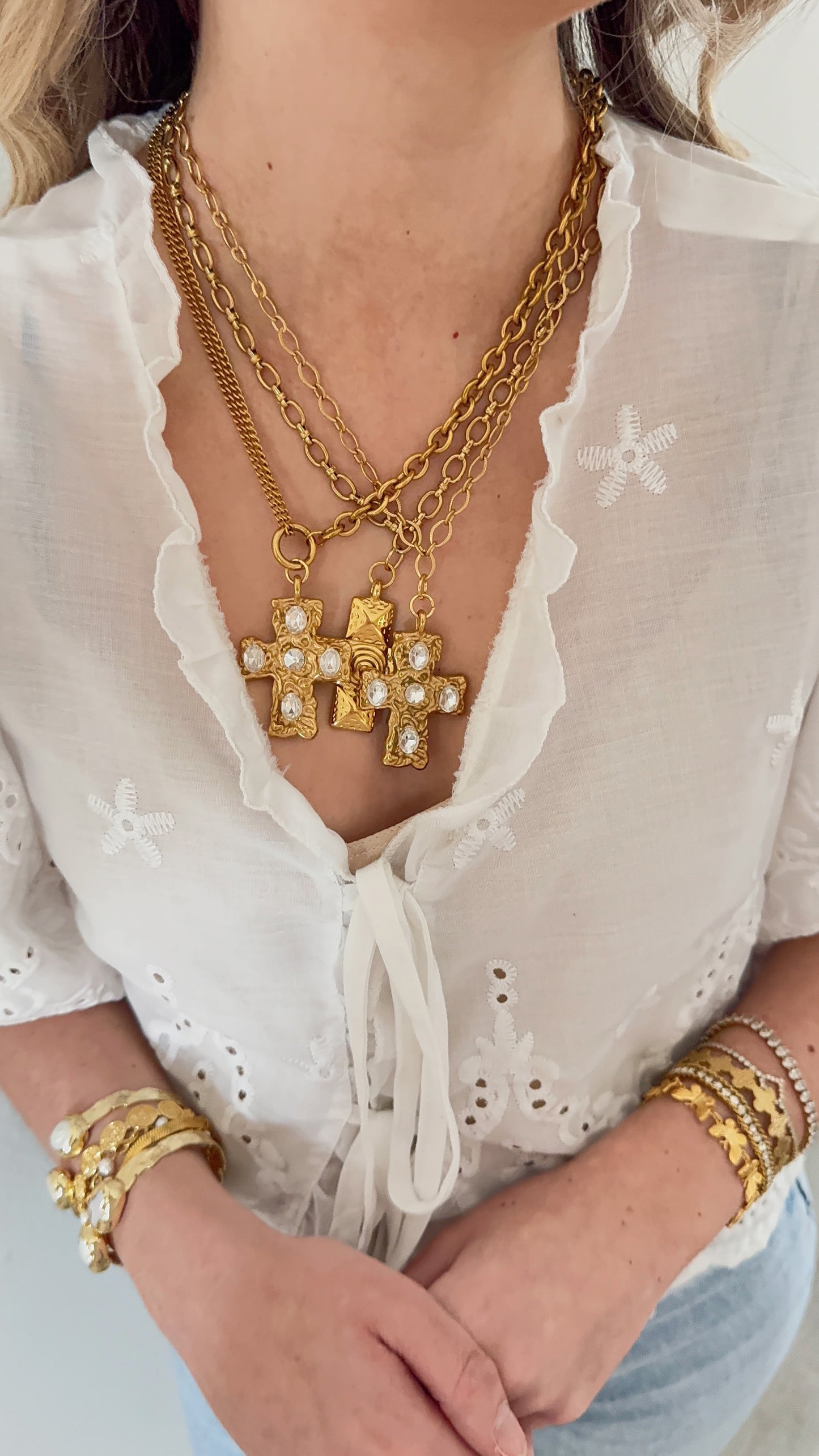 Vintage Hammered Cross Necklace